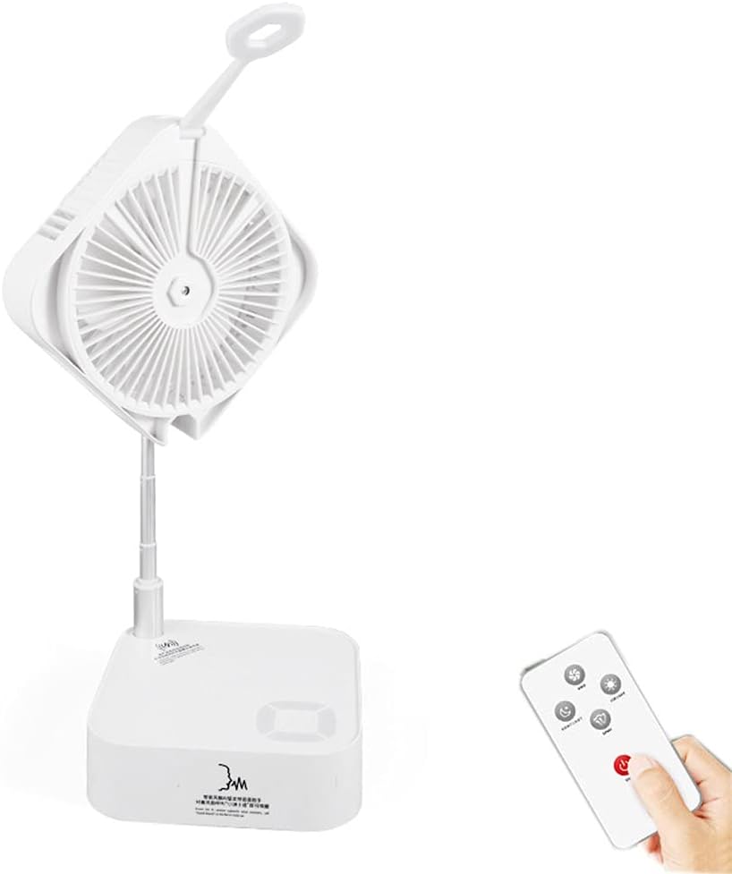 hejhncii Foldaway Stand Floor Fan with Humidifier USB Rechargeable Adjustable Height Desk Fan for Bedroom Office Outdoor Folding Desk Fans Small Quiet Fan USB