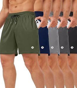Lomsoe 5er Pack Sporthose Herren Kurz 5 Zoll