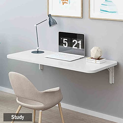 Bureau d'ordinateur multifonctionnel mural rabattable blanc gain de place