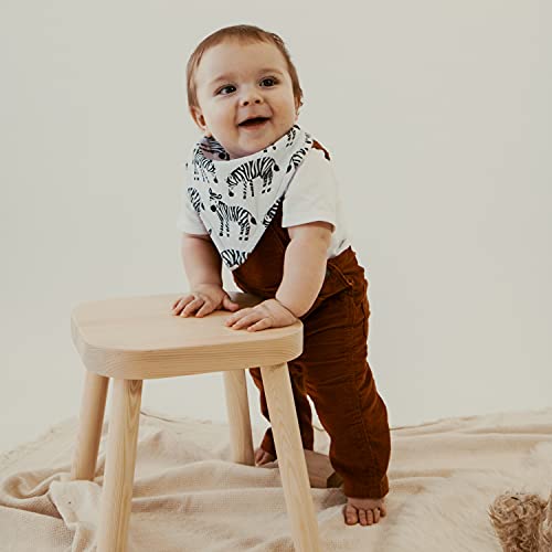 Stadela Baby 100% Cotton Bandana Drool Bibs For Drooling And Teething Nursery Burp Cloths 4 Pack Unisex Set For Girl And Boy – Safari Africa Jungle Animal Elephant Giraffe Lion Zebra #TOP2