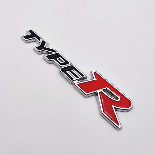 Chrome Metal Type-R Logo Car Emblem Premium 3D Racing Sport Badge Turbo Sticker Power Decal (Black&Red) #TOP2