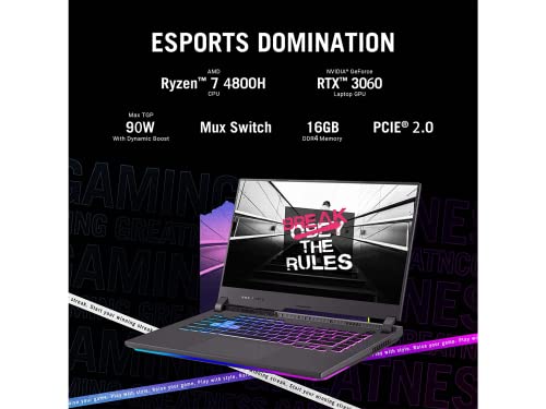 Asus 2022 Rog Strix G15 15.6'' Fhd 144Hz Gaming Laptop, Amd Ryzen 7-4800H, 16Gb Ram, 512B Pcie Ssd, 4-Zone Rgb Backlit Keyboard, Geforce Rtx 3060 6G, Wi-Fi 6, Win 11, Gray, 32Gb Snowbell Usb Card #TOP1