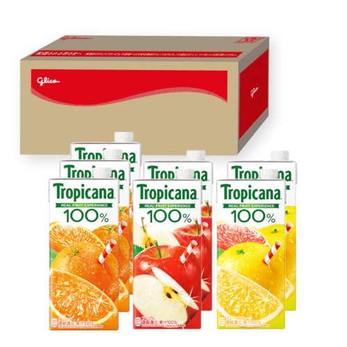 【江崎グリコAmazonショップ限定】 キリン トロピカーナ 100% フルーツドリンク 1000ml 7本 （オレンジ3本・アップル2本・グレープフルーツ2本） 紙パック グリコボックスの商品画像（Amazon）