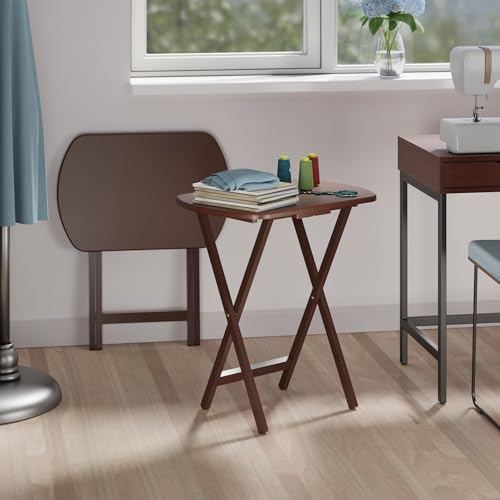 Winsome Corbett Set of 2 Oversized Foldable Snack Tables, Easy to Store Portable Fold Up Table Set for Kitchen, Living Room TV Dining, Crafts, Puzzles, Work from Home