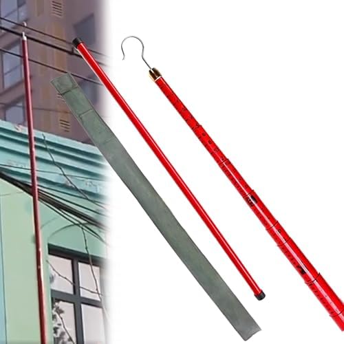 Adjustable Height Measuring Stick, 600cm Non-Conductive Telescoping Ruler with Carrying Bag, Perfect for Kids, Home, and Professional Use, Easy to Store and Transport,Red,600cm(19.7ft)