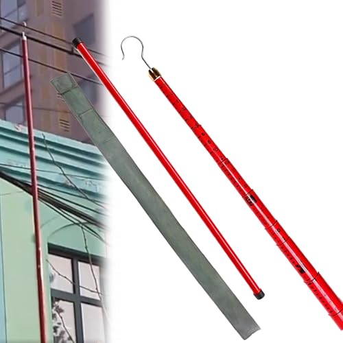 Adjustable Height Measuring Stick - 600cm Telescoping Ruler with Non-Conductive Design & Carrying Bag for Accurate Height Measurements - Perfect for Home & Professional Use,Red,1200cm(39.4ft)