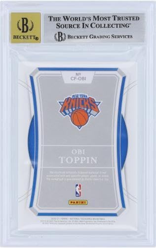 Miniatura 2 de Obi Toppin New York Knicks Autographed 2020-21 Panini National Treasures Super Prime Relic #CF-OBI #11 BGS Authenticated 910 Rookie Card -