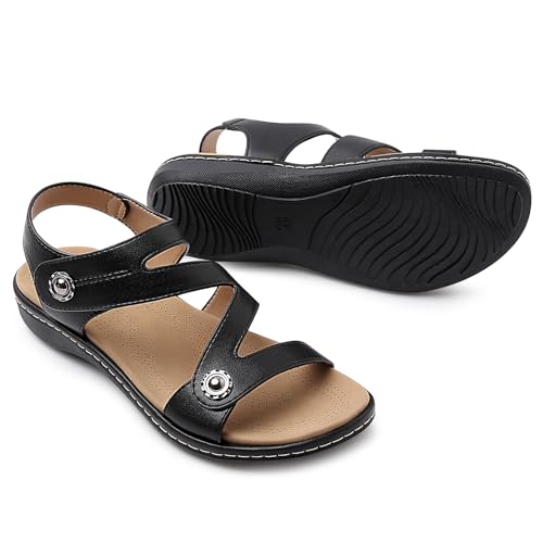 Flat Sandals For Women Dressy, Ankle Strap Arch Support Walking Comfortable Flats Open Toe Sandal2