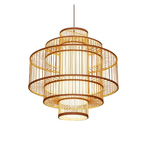 Suspension LED rotin rustique au design industriel noir épuré