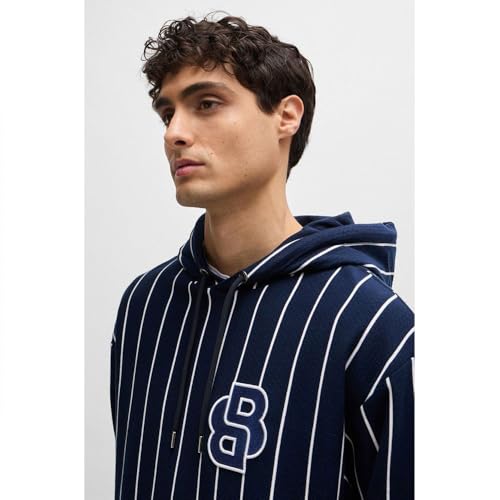 Sweat à capuche BOSS Sullivan 407 coton mercerisé rayures homme