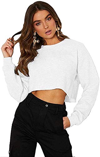 (White S) Crop Sweatshirt for Women / Sweatpants for Women