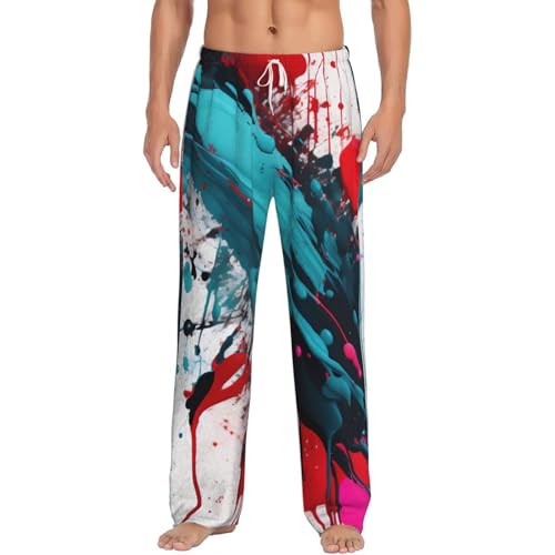 Pantalon de pyjama en flanelle pour homme à motif éclaboussures de peinture