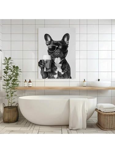 Affiche de chien drôle bouledogue ours cadeau idéal pour décoration de chariot de bar et cuisine