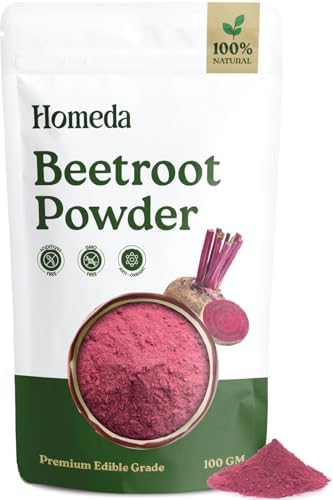 Homeda Organic Beetroot Powder for Drinking, Face Pack, Hair (100g) Beet Root Supplement for Eating | 100% Pure & Preservative-Free