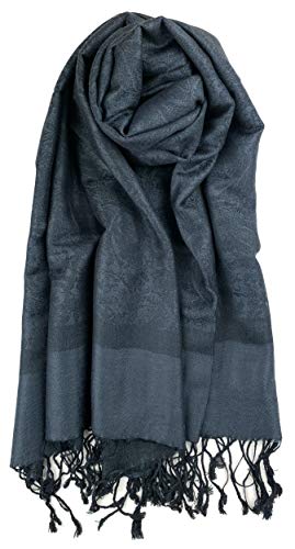 Plum Feathers Two Tone Vintage Paisley Pattern Pashmina Scarf