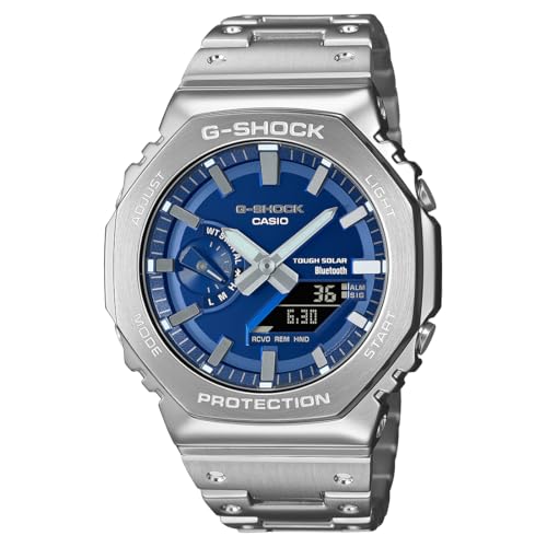 Image of Casio G-Shock GM-B2100AD-2ADR Bluetooth Analog-Digital Blue Dial Men Watch Silver Stainless Steel Strap (G1563)