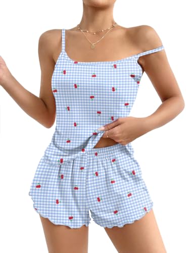 Image of Ekouaer Womens Cami Pajama Set Cute Printed Camisole Shorts Sleepwear | Tank Top and Shorts Lounge Set Soft Pjs for Daily Wear, Home, Party or Date Nights