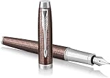 Parker IM - Pluma estilográfica de metal (punta fina, tinta azul, caja de regalo), color marrón metálico