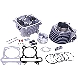 Glixal GY6 170cc 61mm Engine Rebuild Kit Big Bore Cylinder Kit with Cylinder Head Assy for 4-stroke 152QMI 157QMJ Moped Scooter ATV