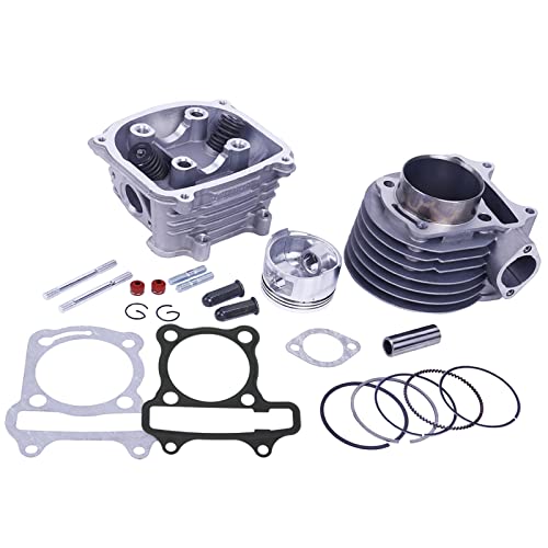 Glixal GY6 170cc 61mm Engine Rebuild Kit Big Bore Cylinder Kit with Cylinder Head Assy for 4-stroke 152QMI 157QMJ Moped Scooter ATV
