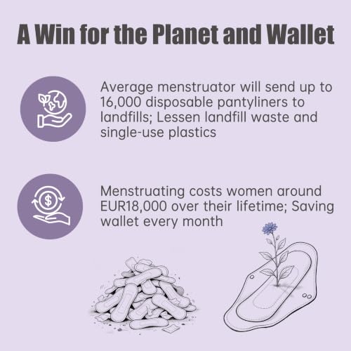 Image of wegreeco Reusable Menstrual Pads, Incontinence Sanitary Period Cloth Pads for Women, Reusable Washable Feminine Panty Liners Heavy Flow, Charcoal, 5 Pack, 1 Cloth Wet Bag (Small, Watercolor Flower)