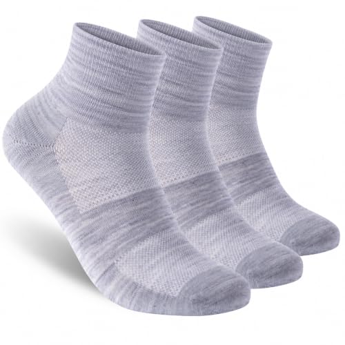 Image of Merino Wool Ankle Socks, Men's Women's 90% Wool Athletic Thin Running Moisture Wicking Socks, 3 Pairs