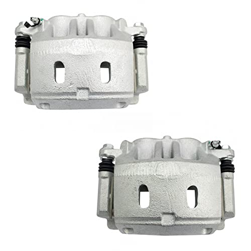Image of TRQ Front Brake Caliper Set Zinc Coated Brackets Hardware Compatible with 2006-2013 Infiniti QX56 2014-2022 QX80 2006-2023 Nissan Armada 2008-2023 Titan