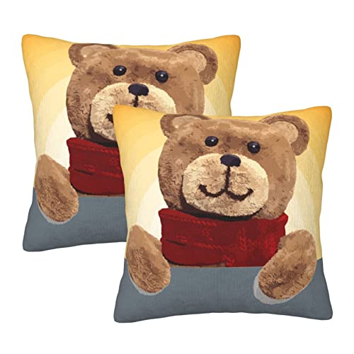 Perinsto Teddybär-Kissenbezüge, 2er-Set, niedlicher Bär, dekorative Kissenbezüge, weiche Kissenbezüge für Sofa, Couch, Bett, Heimdekoration, 45,7 x 45,7 cm Cover