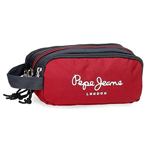 Estuche Pepe Jeans Clark Triple Rojo - Poliéster 22x10x9 cm