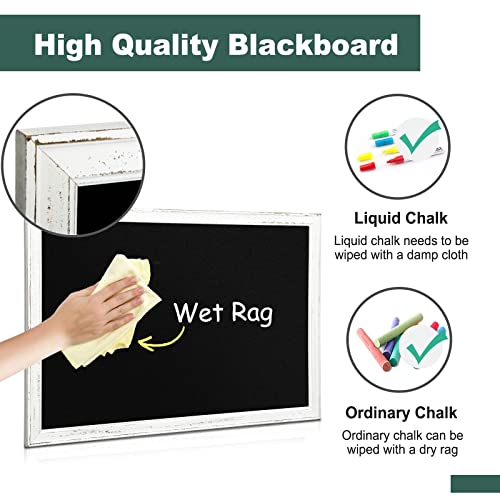Dollar Boss Chalkboard 36''X 24'' White Rustic Wood Framed Large Chalk Board For Wall Hanging Blackboard Memo Board Bulletin Menu Board Non-Magnetic For Kitchen,Coffee Shops, Restaurants #TOP3