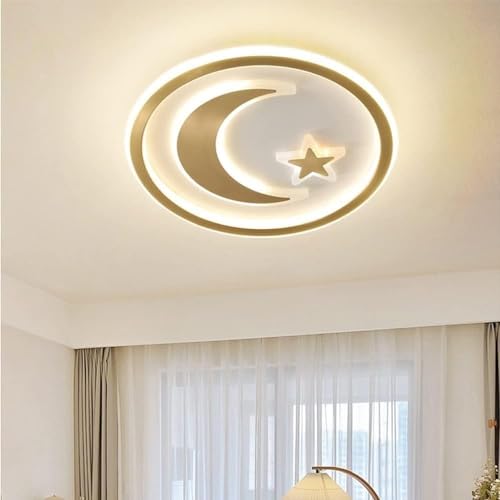 Luminaire chambre enfant moderne plafonnier lune étoile métal 3000K