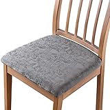 Alishomtll Kunstleder Stuhlbezug 4er Set Stretch PU Sitzbezüge Sitzfläche Stuhlbezüge Abnehmbar Sitzkissen Bezug Esszimmerstuhl Sitzhussen Sitzschutz für Küche Bankett Hochzeit Hotel (Grau)