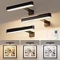 VOLISUN Picture Lights for Wall, Rechargeable Picture Light Battery Operated, 3 Color Temperatures Cordless Picture Light with Remote, Art Lighting for Paintings, Gallery, Portrait, 3 Pack (Black)
