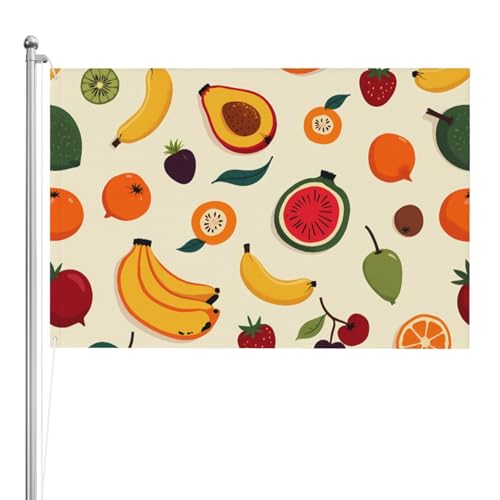 Drapeau d'extérieur double face fruits 1,2x1,8m en polyester pour jardin