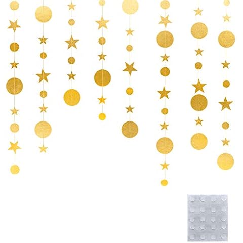 QincLing 39.3 Ft Gold Star Party Decorations Cover