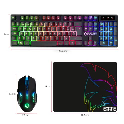 Empire Gaming - Armor RF800 Teclado y Ratón Para Gamers inalámbrico QWERTY (Layout Español) Con Mouse Pad - RGB Wireless 2.4Ghz Keyboard - 4800 DPI Mouse - PC PS4 PS5 Xbox One/Series Mac - Negro - Tastiera gaming - Immagine 7