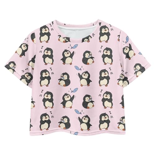 Image of Girls Crop Tees Crew Neck Casual Short Sleeve T Shirts Kids Loose Soft Comfortable Tees Blouses Shirt for Little Girl