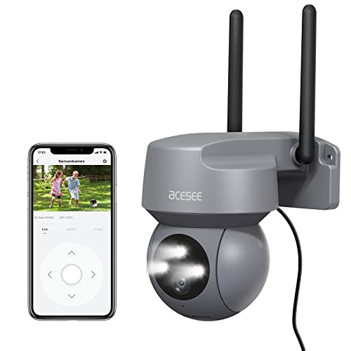 acesee 2K Security Cameras Outdoor, WiFi Home Video Surveillance Camera, Pan-Tilt 360° View Cameras for Home Security,Motion Detection,Auto-Tracking,Color Night Vision 2-Way Audio IP66 Weatherproof