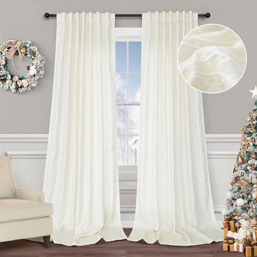 Cream White Curtains 84 Inch Length for Living Room Darkening