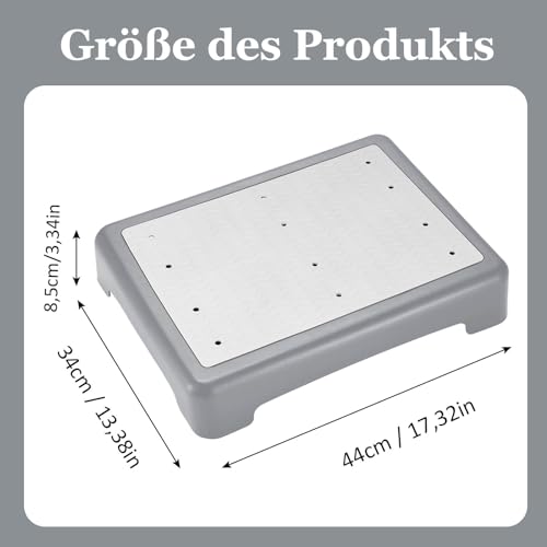 CAAGGMM rutschfest Halbstufe, Einstiegshilfe Tritthocker, rutschfeste Mobilitätsstufenplattform, Tragbare Steighilfe Treppen Stufe, Tragkraft von bis zu 200 kg, für Badewanne, Auto, Grau