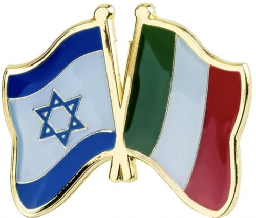 Broche émail drapeau Israël-Italie de 2,5 cm pour veste et costume