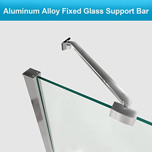 Siepunk Frameless Shower Door For Bathtub, 36 In. W X 55 In. H Pivot Tub Screen, Tempered Glass Shower Door With Towel Handle Chrome #TOP5