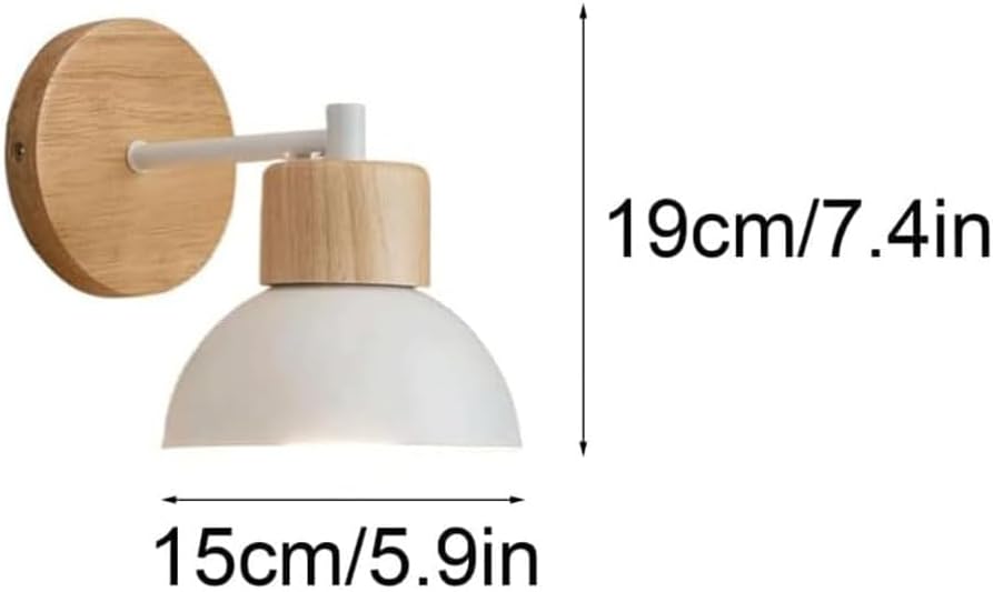 MAIYO Nordic Style Wooden Wall Lamp, Creative Metal Lampshade Wall Sconces, E27 Wrought Iron Wall Light, Balcony Porch Decorated with Lighting Fixtures