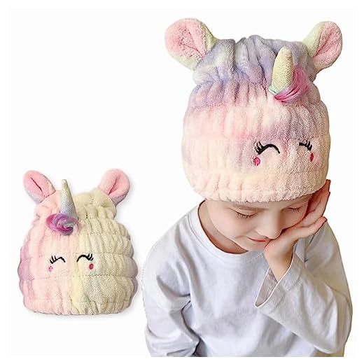 LCBD Microfiber Hair Towel Wrap for Kids, Unicorn Dry Hair Cap Suck Water, Absorbent Quick Girls Boys Hair Drying Towel, Lightweight Bouncy Hat Headscarf for Wet Hair