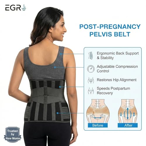 Image of EGR Postpartum Belt After Delivery - Maternity Belt After Delivery C Section Support | 3 in 1 Pregnancy Belts After Delivery for Tummy & Waist Recovery | Adjustable Abdominal Binder for Women (Black)