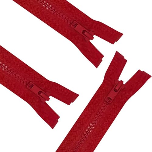 Image of ANPURZII 3PCS #5 34 Inch Red Separating Jacket Zippers for Sewing Coats, Molded Plastic Bulk Zippers(Red 34 inch 3PCS)