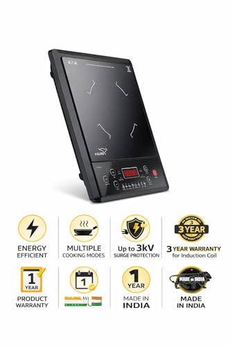 Image of V-Guard VIC 06 V1 1600w induction cooktop - 3 years warranty on induction coil - pre-set cooking functions - automatic high /low voltage cut-off.