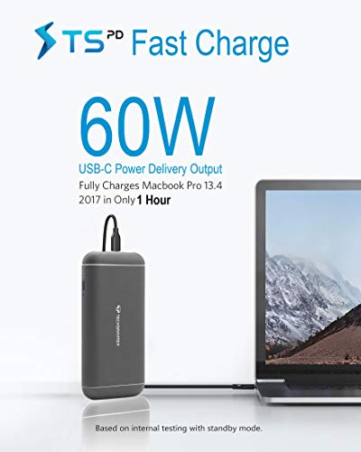 Techsmarter 20,100mAh 60W Power Delivery Hybrid Laptop Power Bank and USB-C Hub. Portable Charger Compatible with iPhone, iPad Pro, MacBook Air/Pro, Samsung Galaxy, Chromebook, LG, Motorola, Android