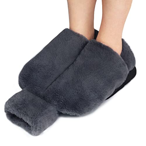 Shinee one Foot Warmer, 2L Hot Water Bottle Slippers Non Electric, Heated Foot Warmers Cushion Washable and Removable, 36x30cm Heated Slippers Pad for feet, Suitable for Women and Men(Dark Grey)
