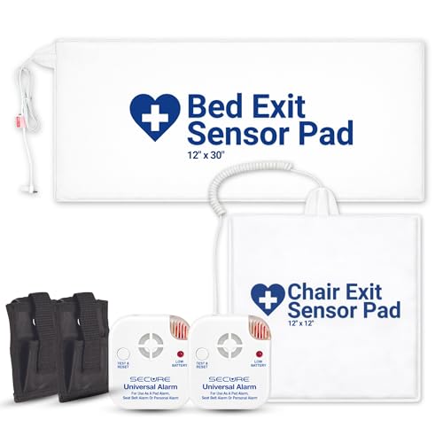 Secure Safety Solutions Chair and Bed Alarm for Elderly Adults - Two Alarm Monitors, Bed Sensor and Chair Sensor - Bed Alarms and Fall Prevention for Elderly Dementia Patients
